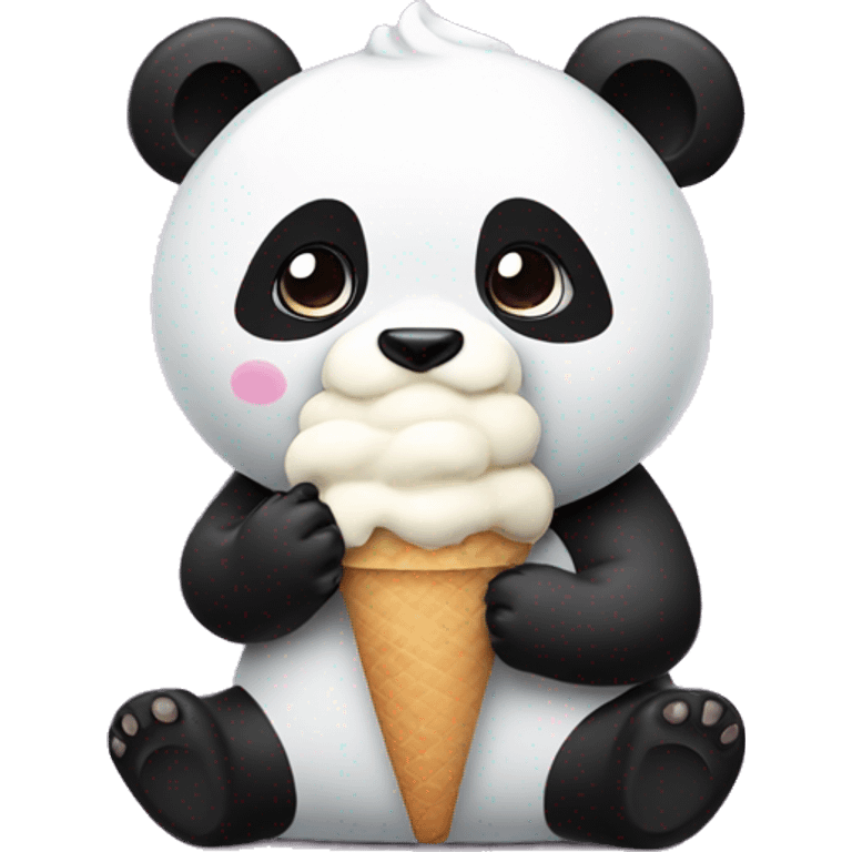 Panda eating ice creamy emoji