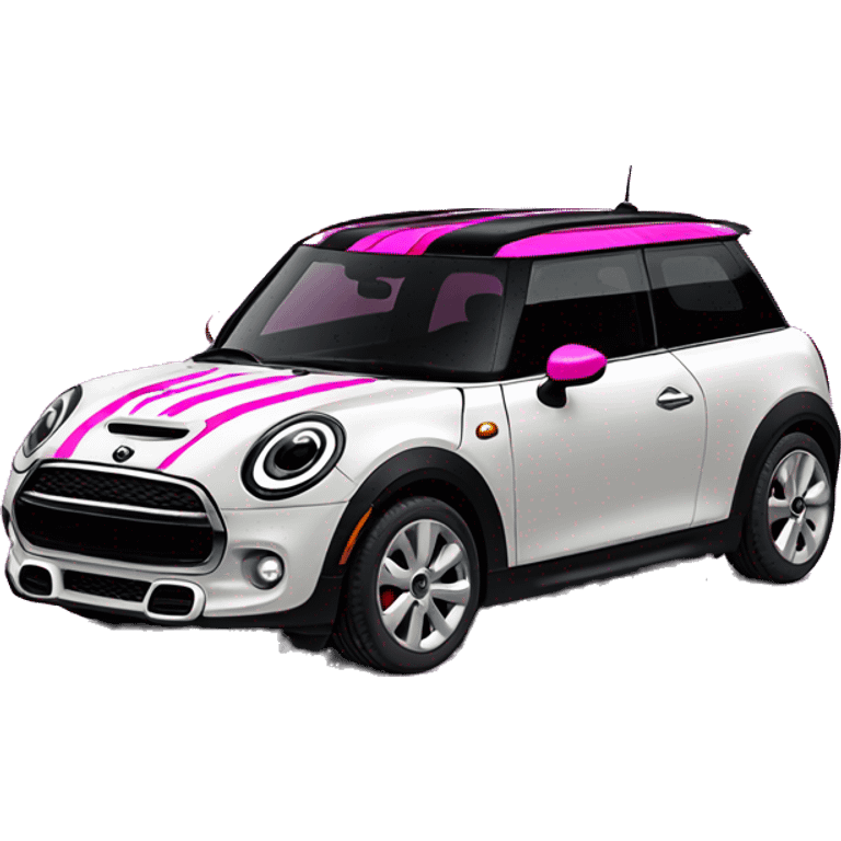 black mini cooper se with hot pink stripes emoji