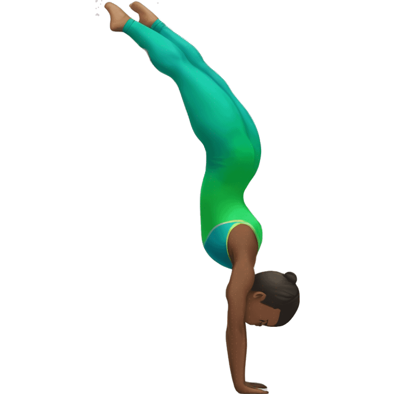 gymnast in a handstand wearing a blue and green leotard emoji