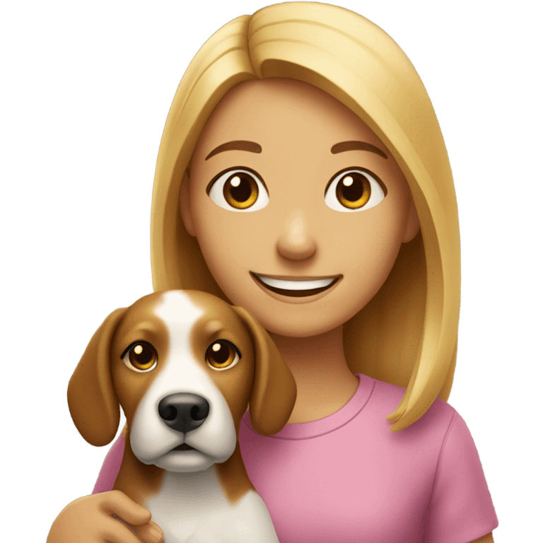 smiling girl with dog outdoors emoji