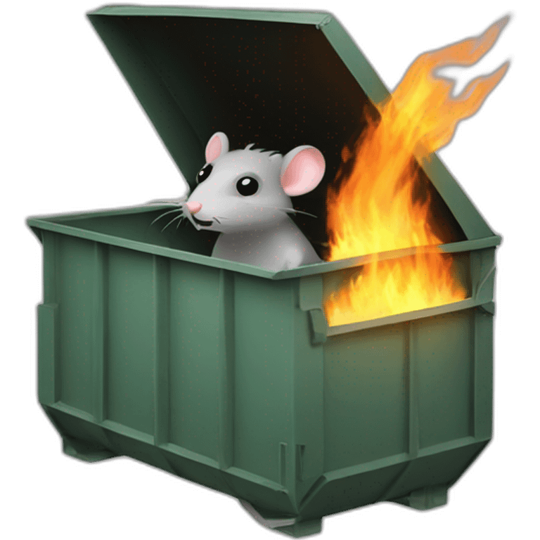 rat inside of dumpster fire emoji