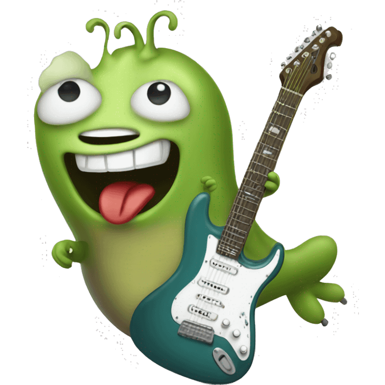 Happy slug playing electric guitar emoji