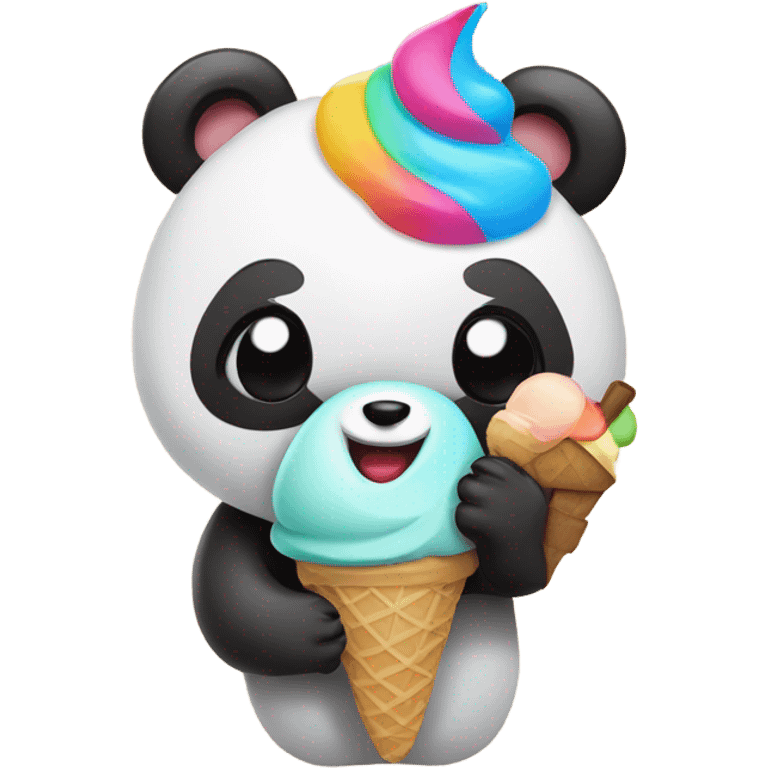 Panda eating ice cream emoji