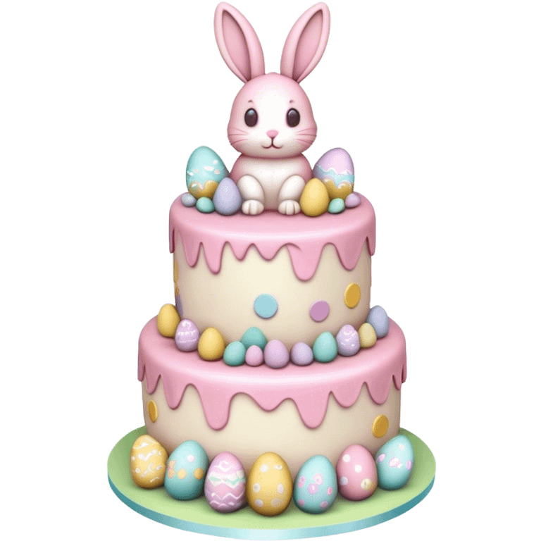 beautifully decorated 2 tier Easter cake pink  emoji