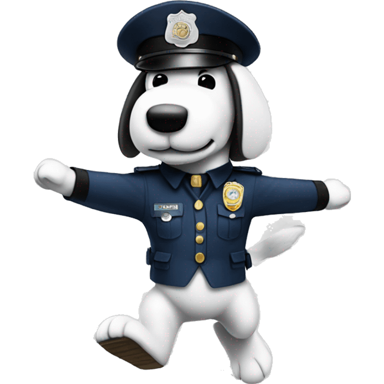 Snoopy jumping wearing a police uniform  emoji