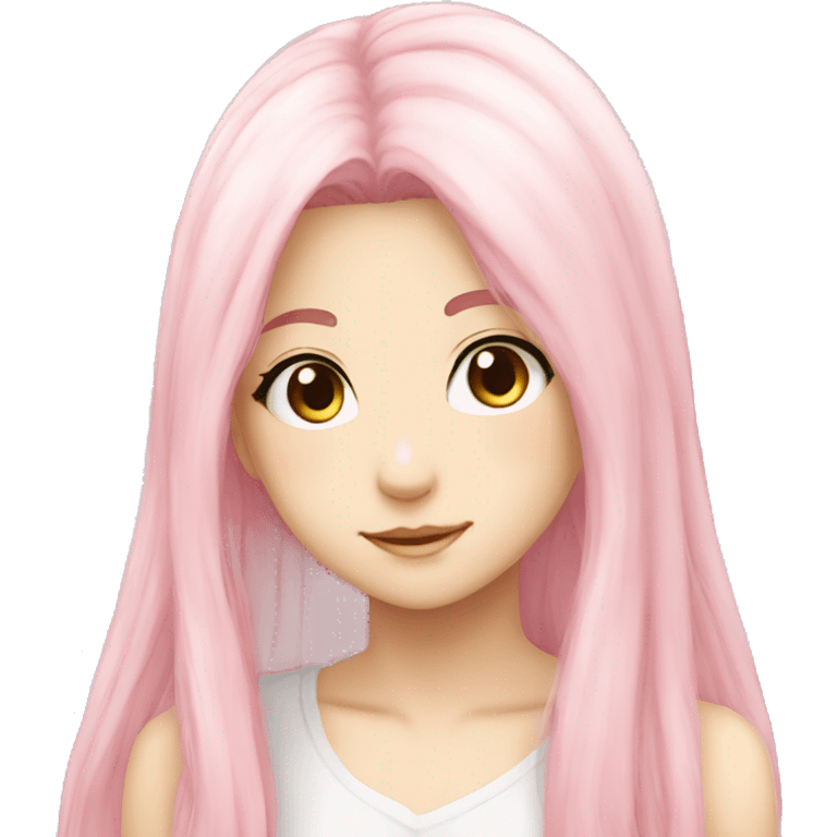 Light Pink long hair white anime girl emoji