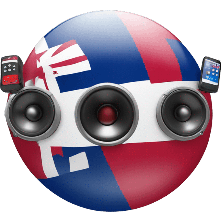 Dominican flag with speakers and platinos emoji