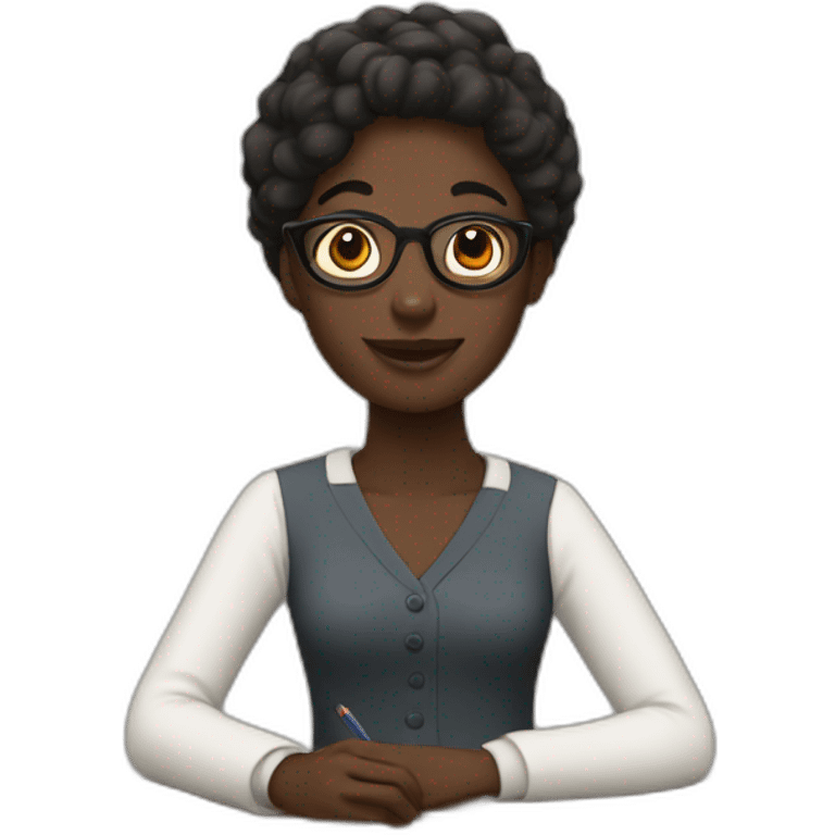 a teacher with black skin color giving a French lesson emoji