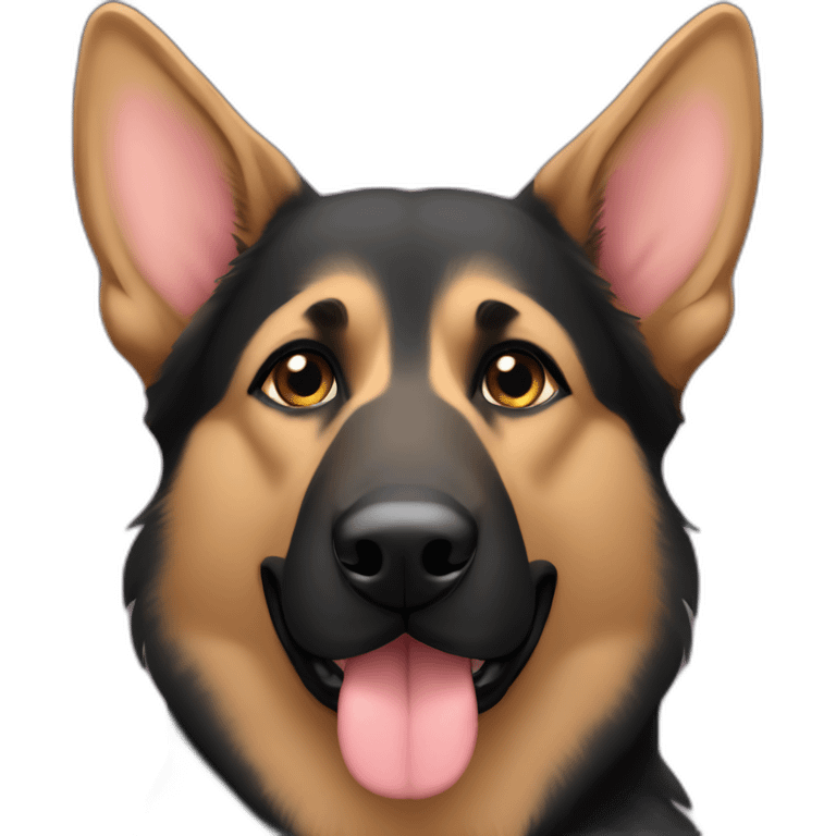 Black german shepherd with tan eyebrows and hearts emoji