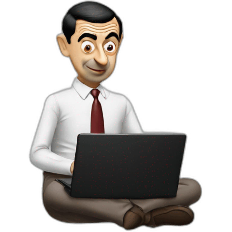 mr bean using black laptop emoji