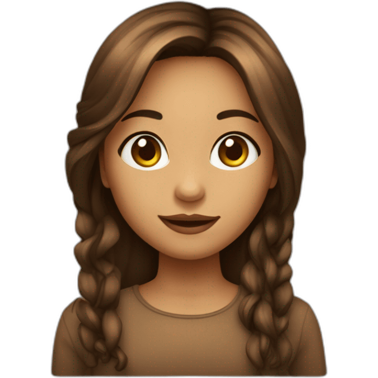 Menina com olhos grandes e cabelo marrom emoji