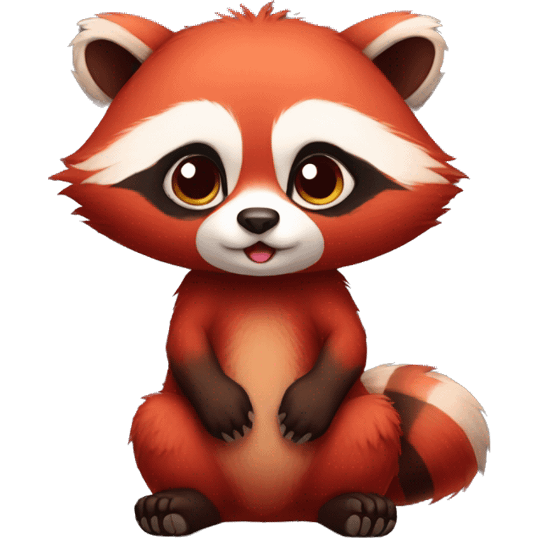 Cute red raccoon-panda-hybrid full body emoji