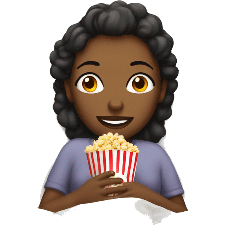 Woman eating popcorn in bed  emoji