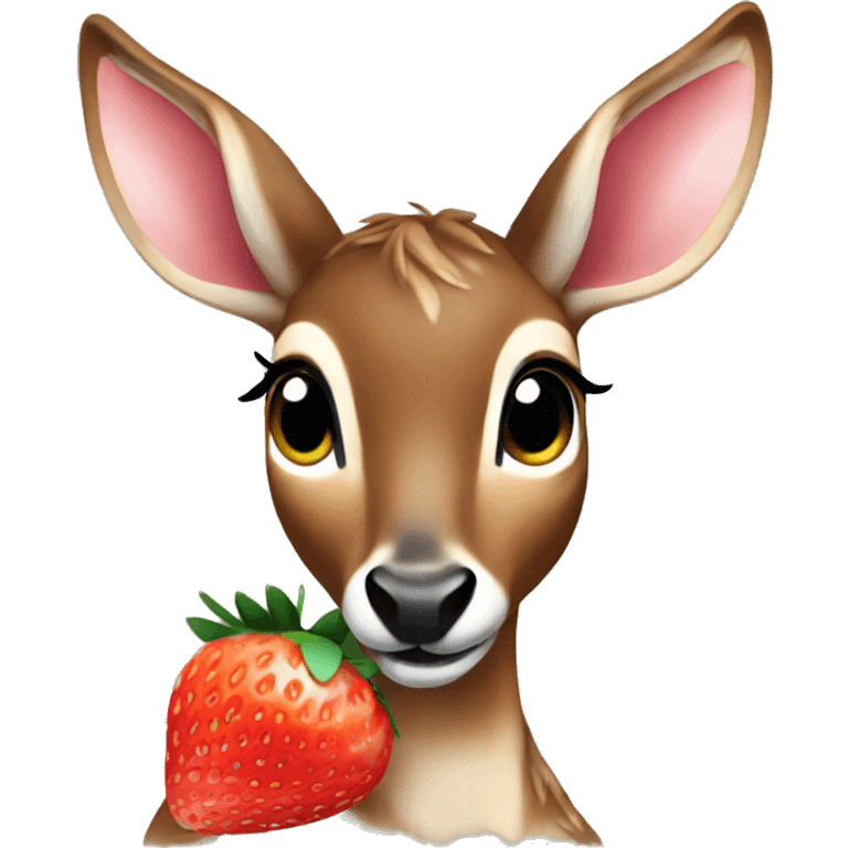 bambi eating strawberry emoji