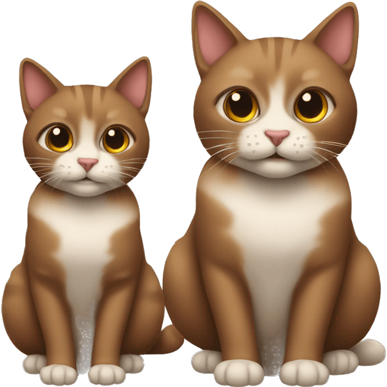 two brown tigered cats- one is old one is young and thick emoji