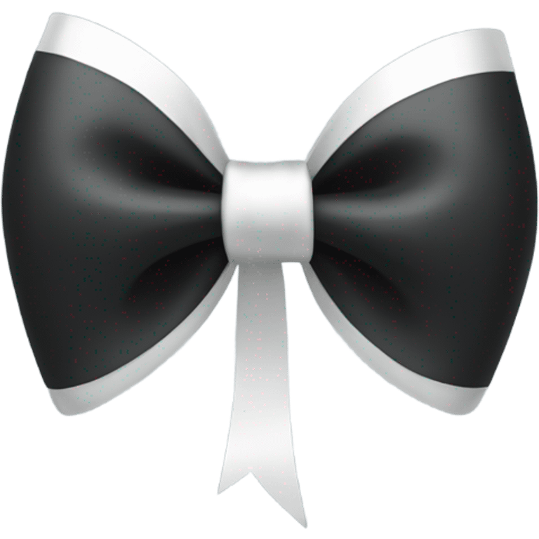 black bow with a silver heart bow in the center emoji