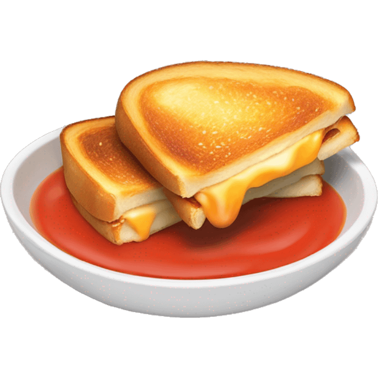 Crispy grilled cheese sandwich next to a bowl of tomato soup emoji