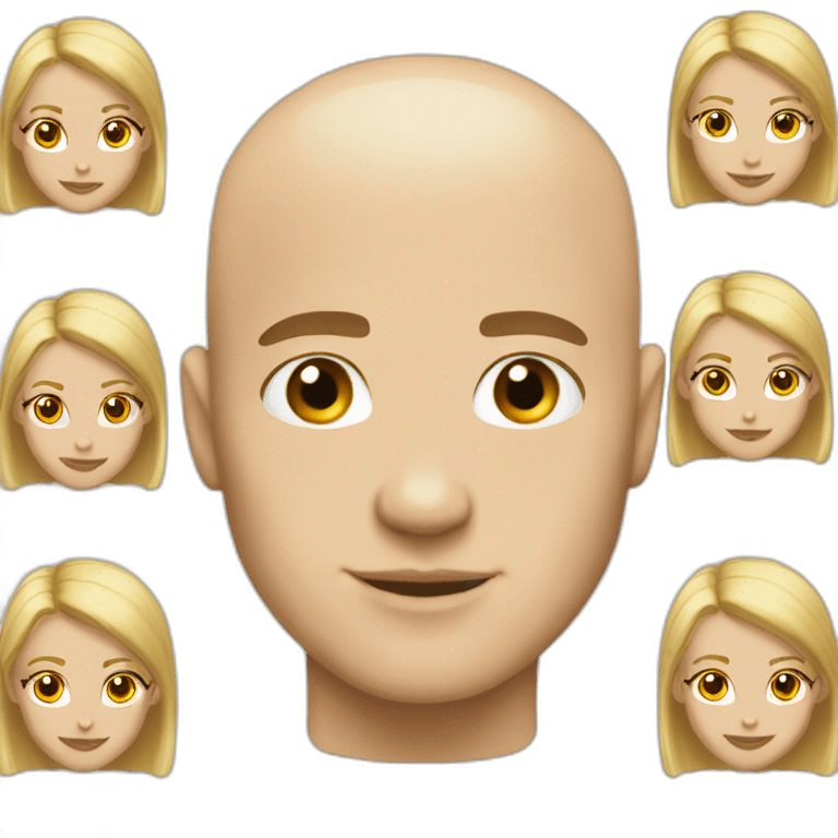 Bald guy in love girl blond hair emoji