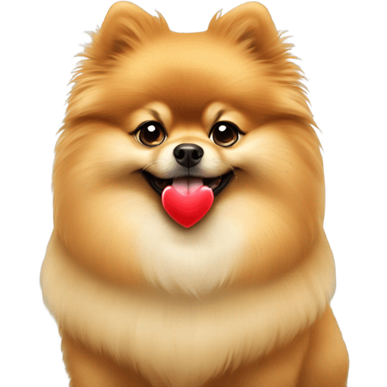 Pomeranian with a heart emoji