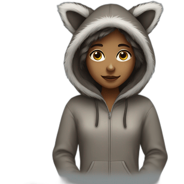 Girl in raccoon costume emoji