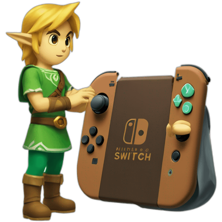 Babil de Zelda qui joue a la Nintendo Switch emoji