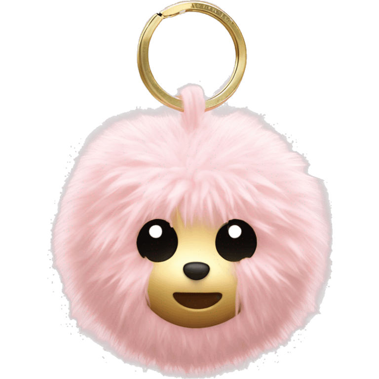 Light Pink and Gold Plain Fluff Ball Keyring emoji