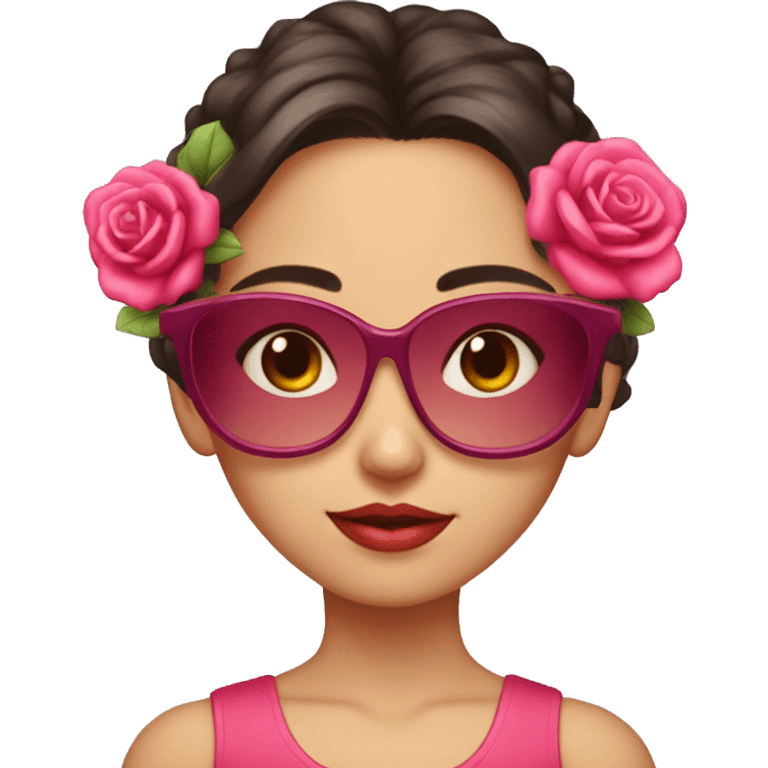 Niña morena con gafas rosas emoji