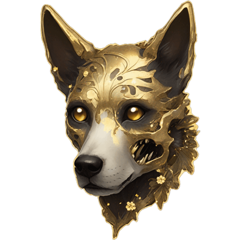 iridescent kintsugi fluffy zombie black brown gold dog fox head zombie skeleton gold mechanical nebula galaxy stars colorful flowers fairy lights vintage zombie emoji