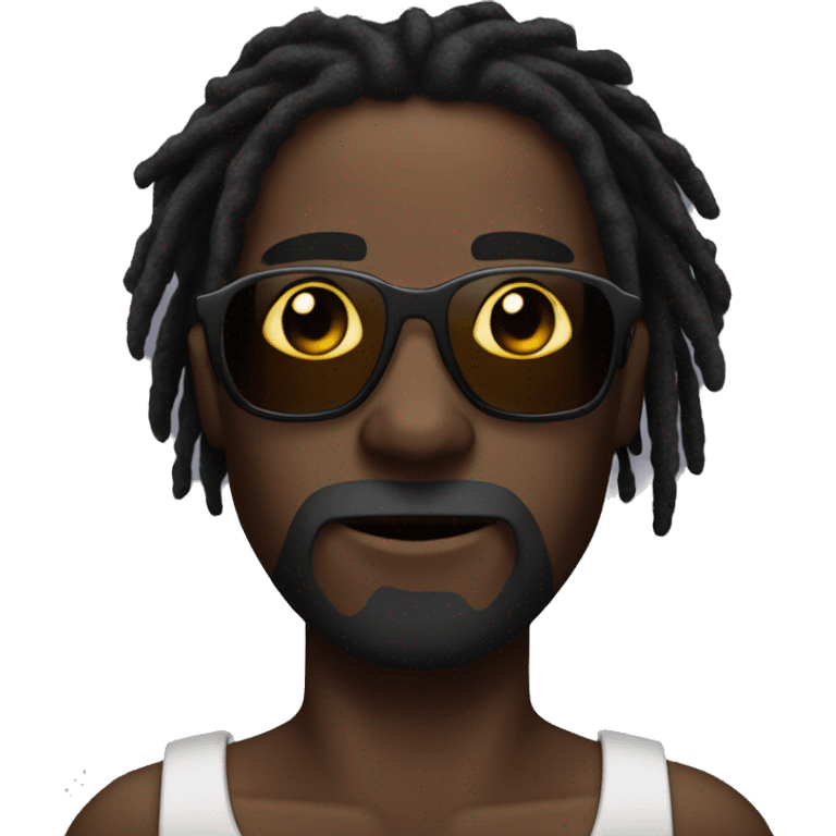 À man with a black skin and dreads locks WITH SHADES emoji