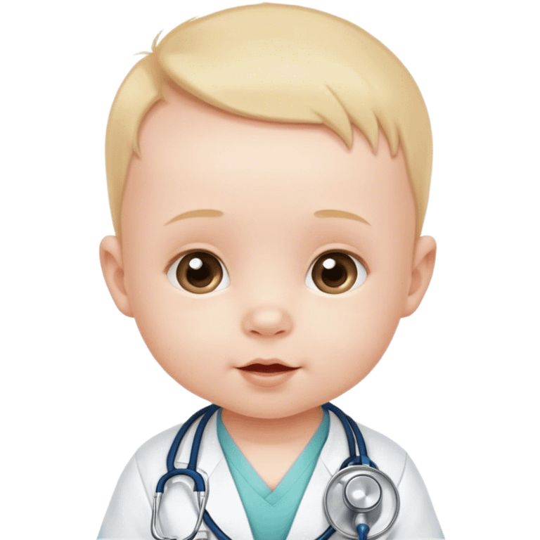 Young baby, 6 months, with a stethoscope emoji