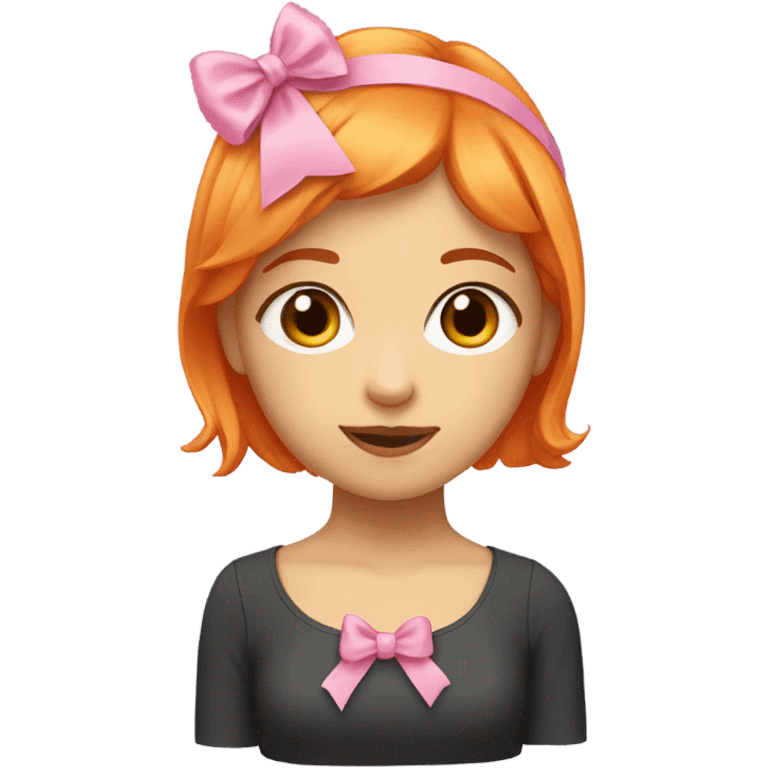 orange short hair girl with pink bow on her hair emoji