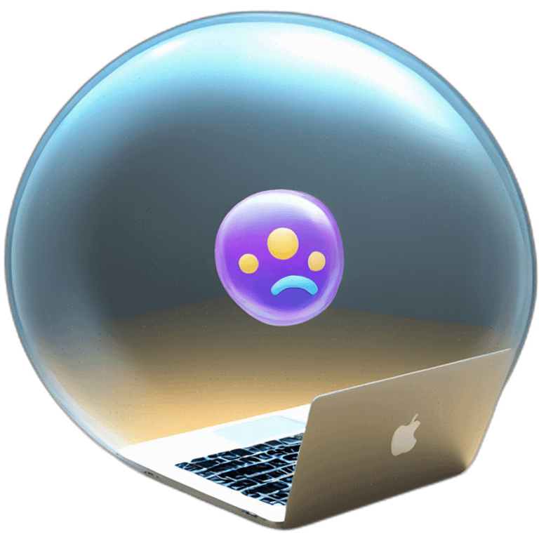 3d macbook inside a bubble emoji