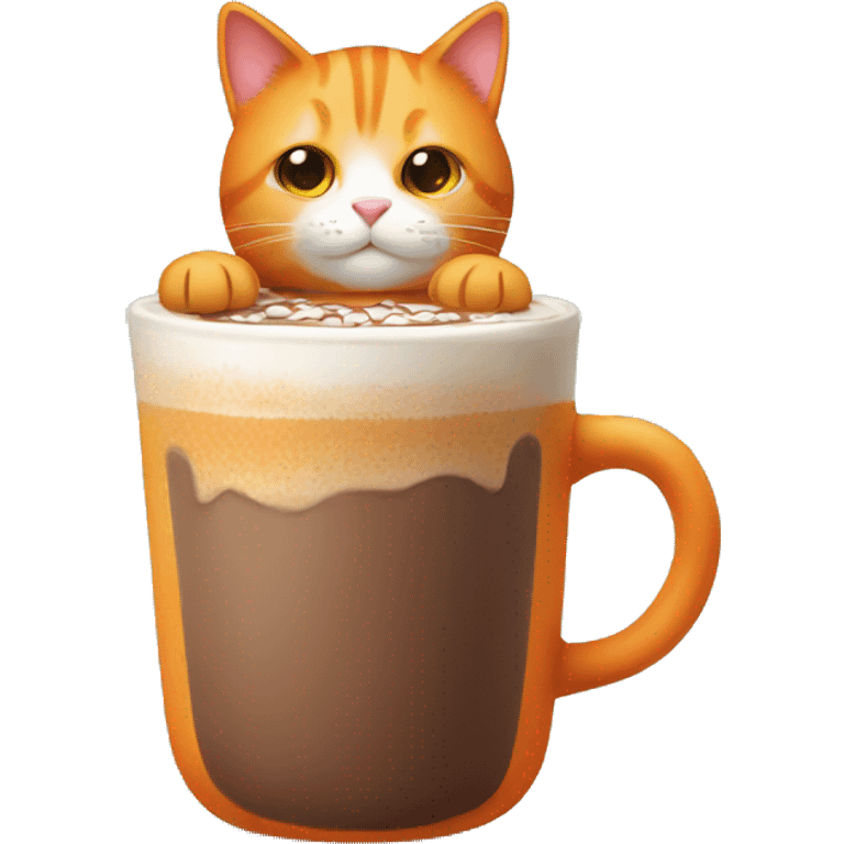 Orange cat holding hot chocolate  emoji