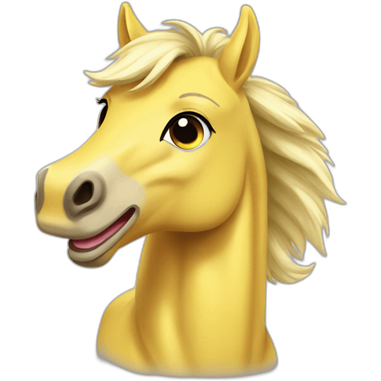 Yellow Kittel horse with awhite Star and Long her and big smile emoji