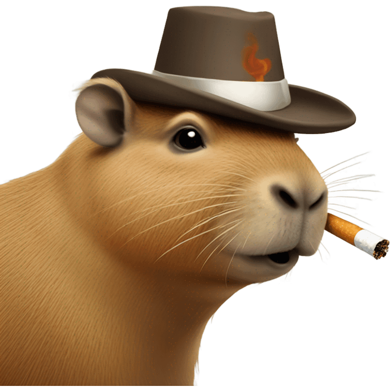 Capybara smoking cigarette with bow on head emoji