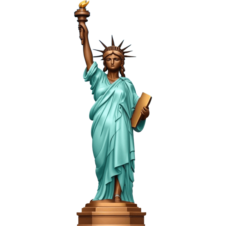 Cinematic Realistic Statue of Liberty Landmark Emoji, depicted with the iconic, majestic statue set against a clear sky rendered with detailed textures and dramatic, symbolic lighting. emoji