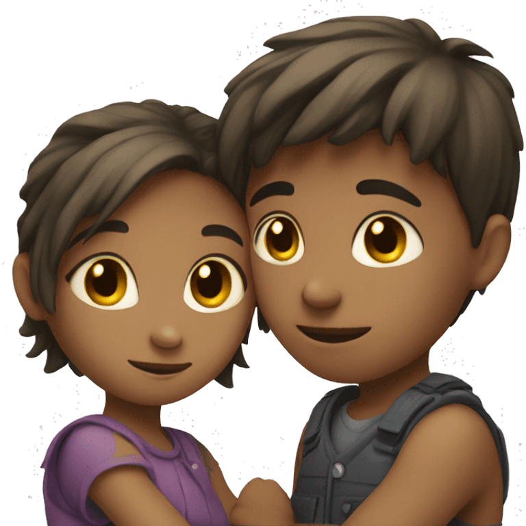 Girl and boy embracing  emoji