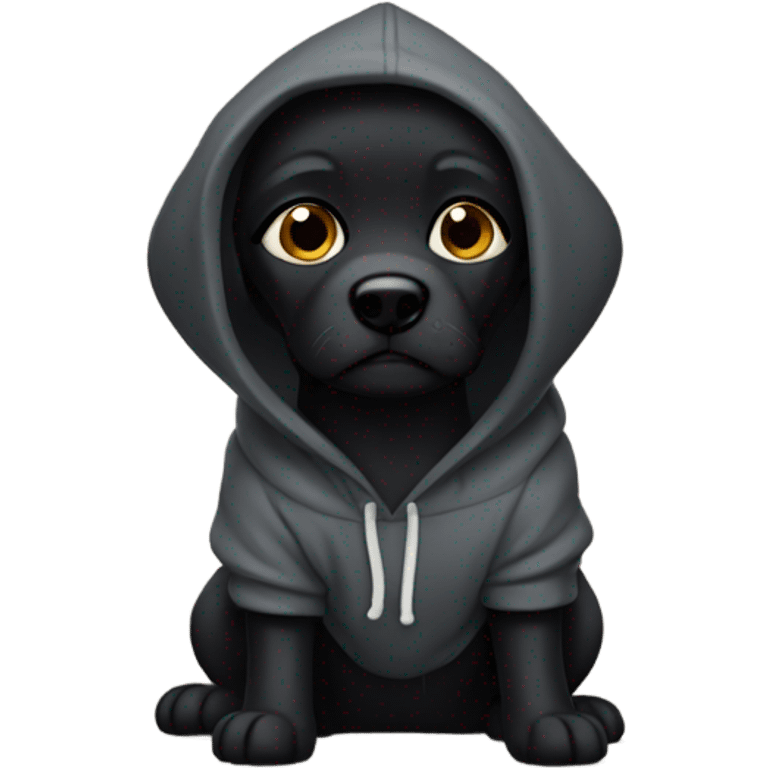 Black Dog wearing a hoodie emoji