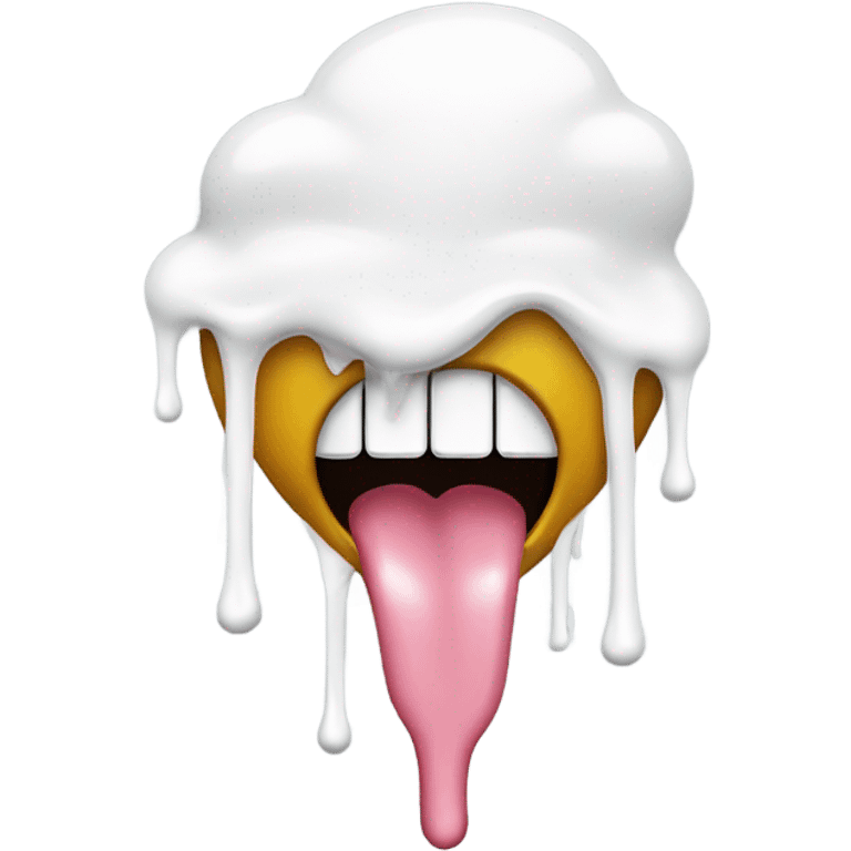 White paint dripping on tongue  emoji