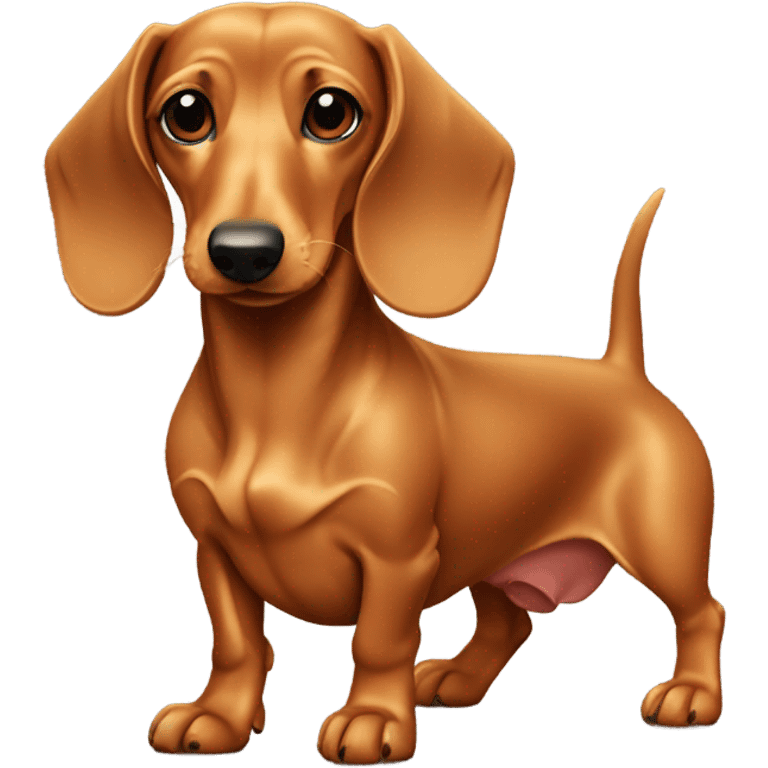 Tan dachshund girl with a bow emoji