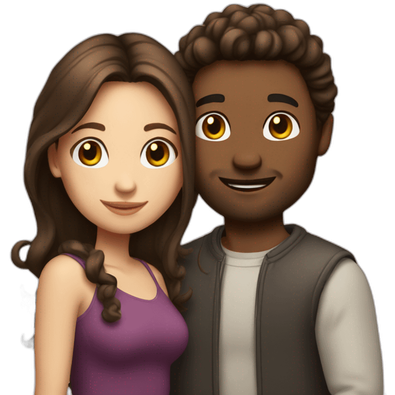 love white brunette couple emoji