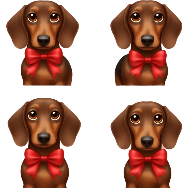 Brown Daschund with red Christmas bow emoji