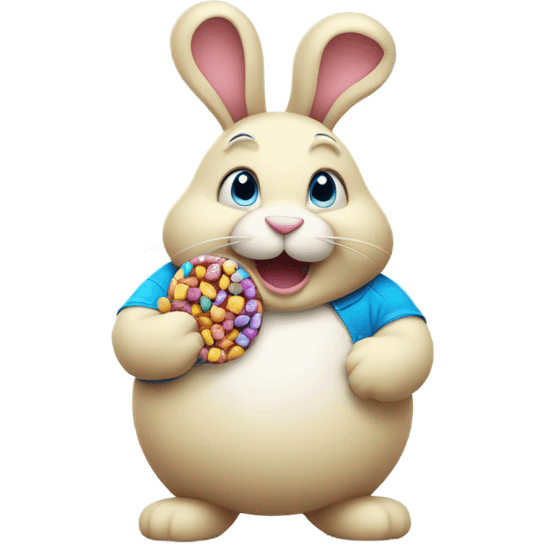 Fat rabbit eating candy emoji