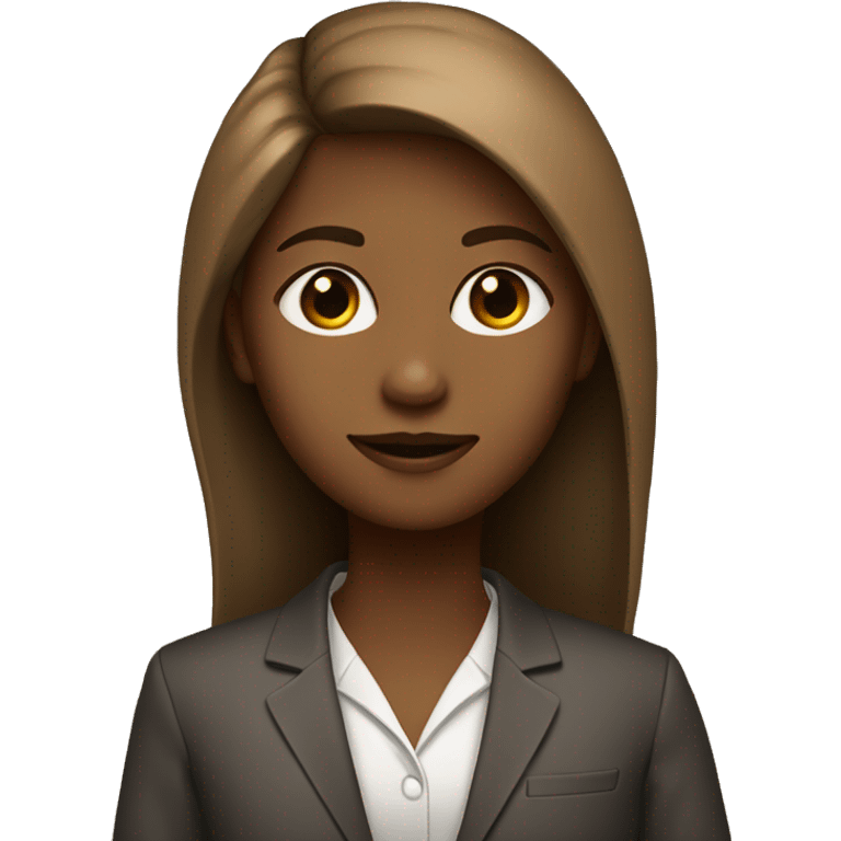 Long, straight and light brown hairy girl, her eyes is brown and she’s wearing suits  emoji