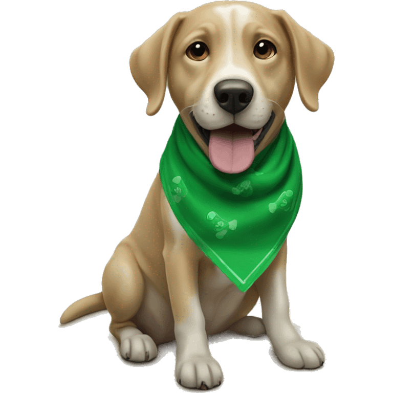 dog playing with ball green bandana emoji