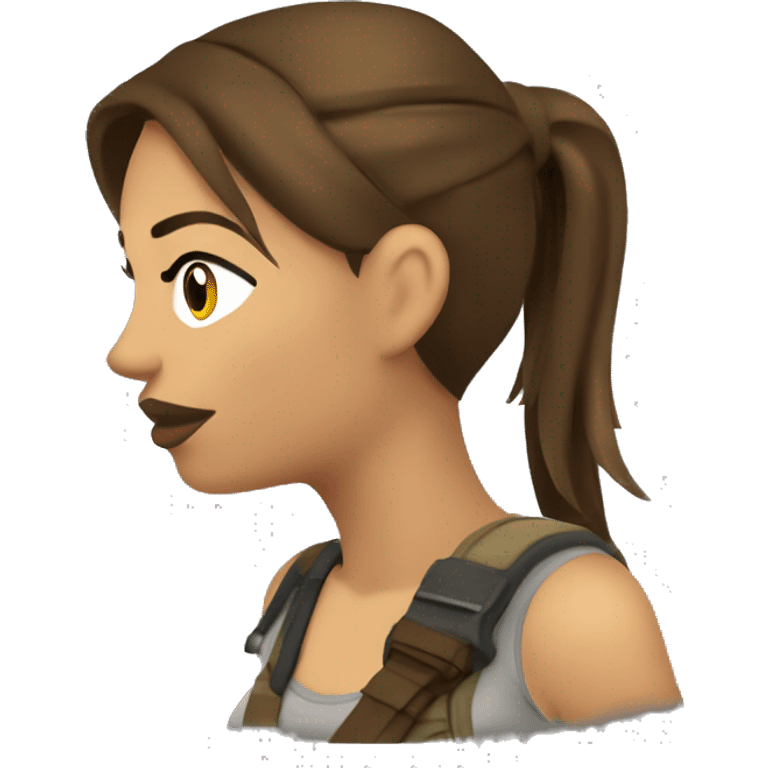 Lara croft tirando un beso emoji