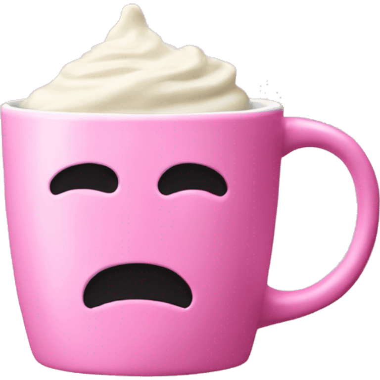 Pink mug with wip cream emoji