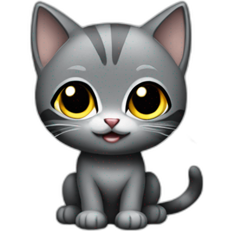 full body grey and black playful baby skinny cat emoji