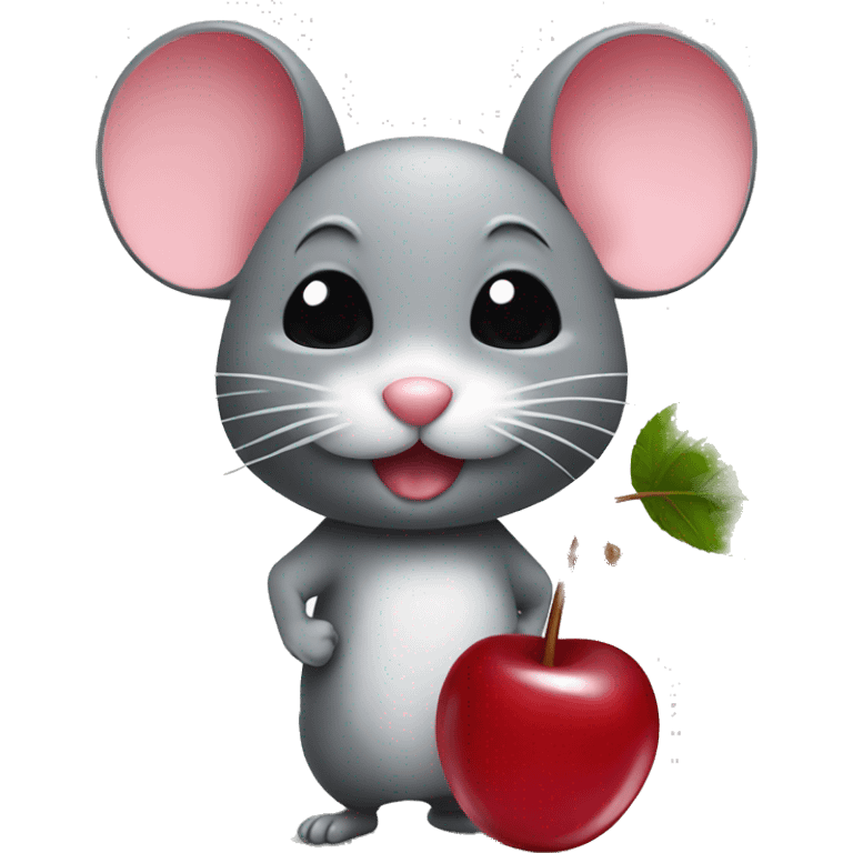 Mouse and cherry together emoji