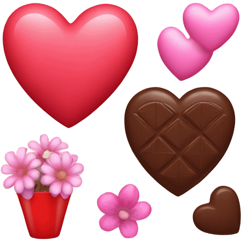 valentine hearts and flowers and chocolate  emoji